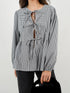 'Adalet' Linen Look Tie Front Smock Blouse - Celes Fashion